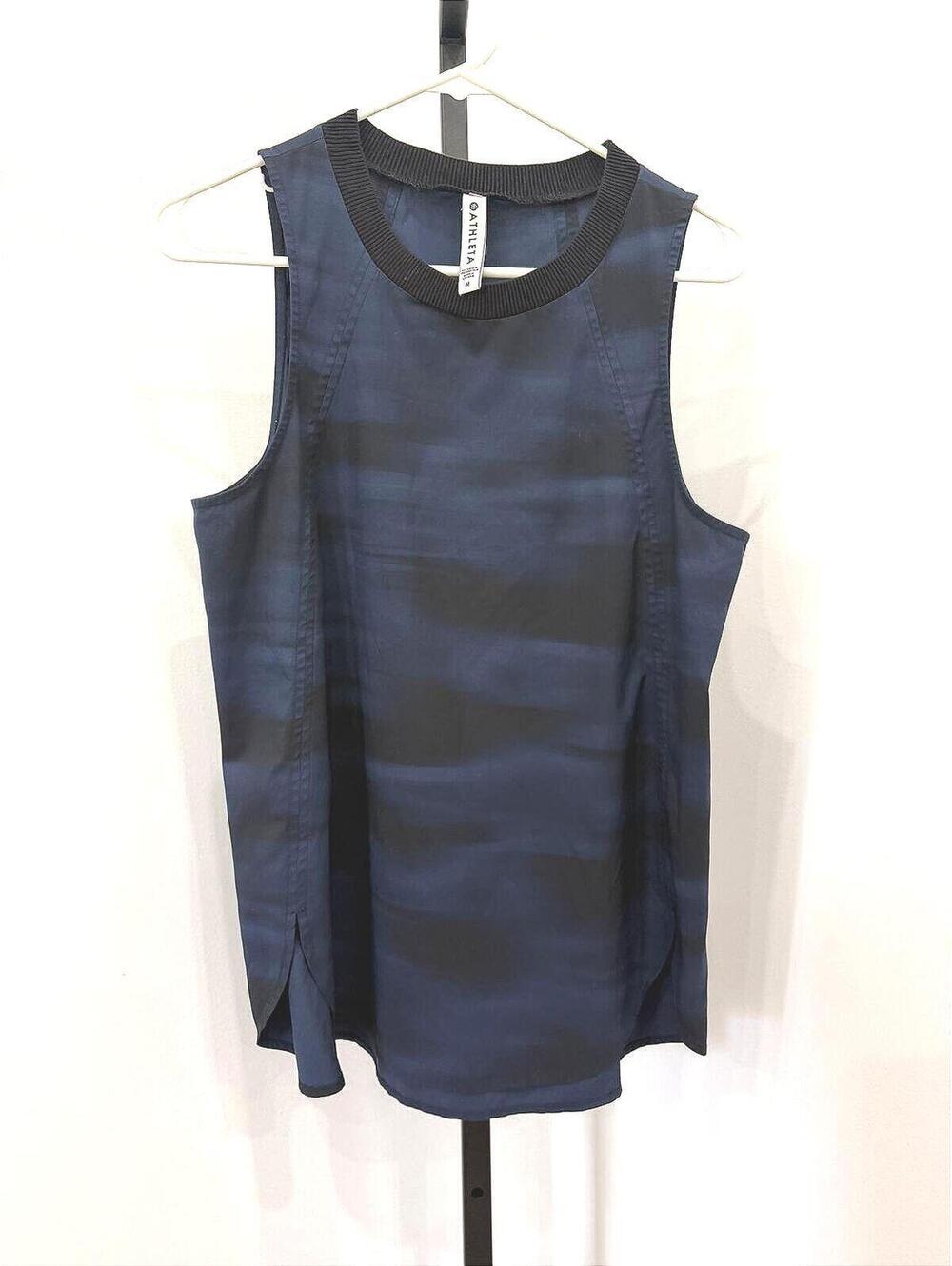 Athleta Navy Blue and Black Sleeveless Athletic Tank Top Size M